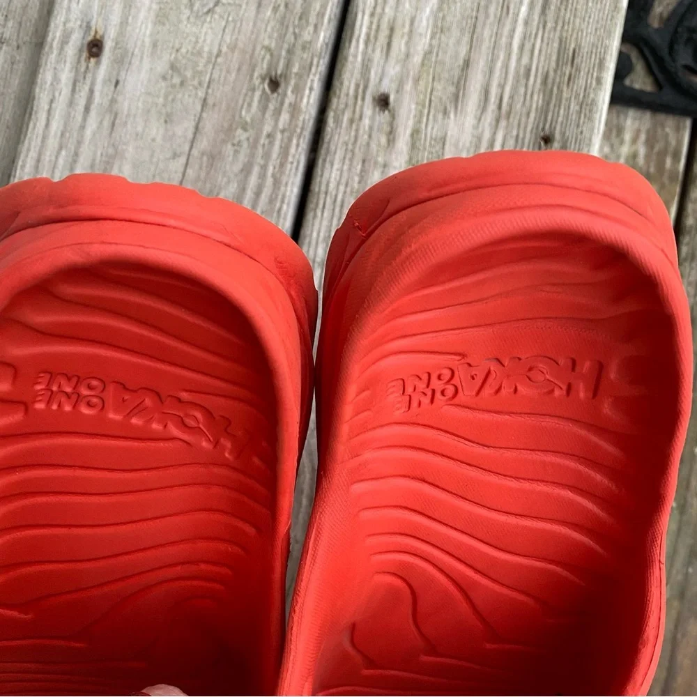 Hoka Red Recovery Slide Sandals men’s 8